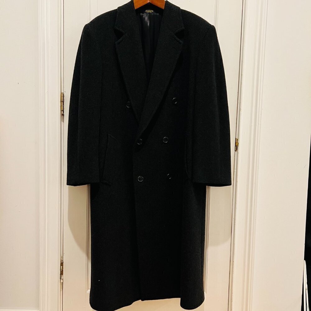 Vintage Men’s Pierre Cardin Cashmere Wool Blend Double Breasted Long Over Coat - Picture 10 of 16